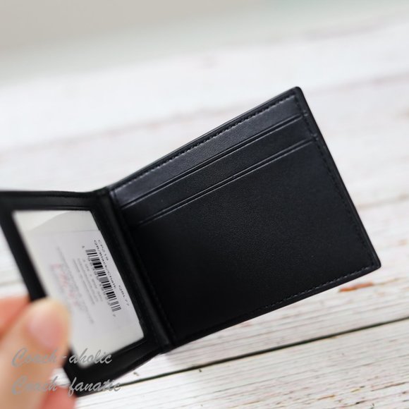 NWT Coach CP219 MEN's 3 In 1 Wallet In Signature Canvas & Leather Black/Chalk - Picture 8 of 9